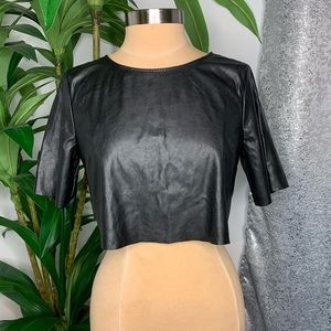 HM | Black leather crop top | Size 10